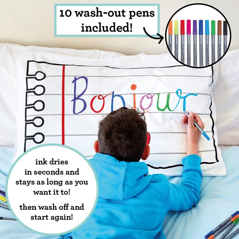 eatsleepdoodle Coloring Pillowcase for Kids â€“ Reusable DIY Pillow Cover with Washable Markers, Educational Arts & Crafts Activity for Boys & Girls, Fun Gift for Creative Play, Machine Washable - eatsleepdoodle - Image 2